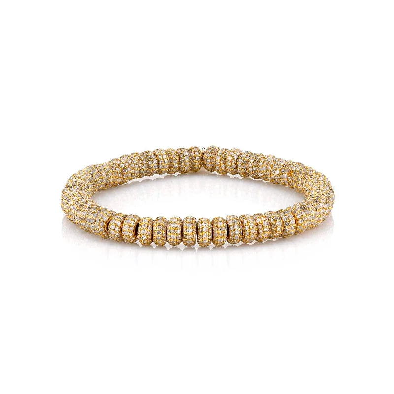 Bracelets and bangles with pave gems for sparkle -14k Gold Diamond All Around Donut Bracelet - 8mm