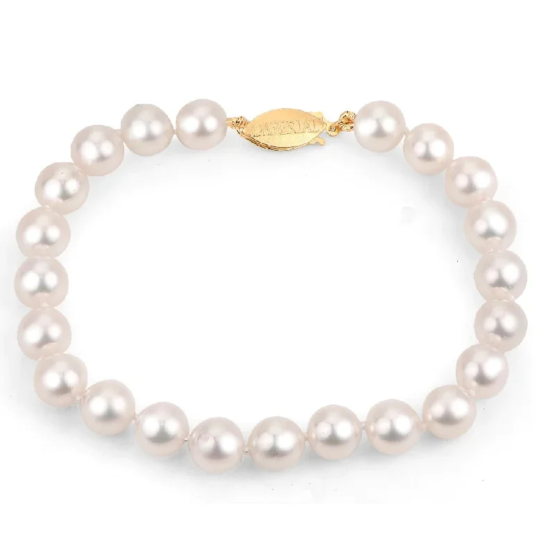 Bracelets and bangles featuring ruby for red vibrancy -14K Yellow Gold Akoya Cultured Pearl Bracelet