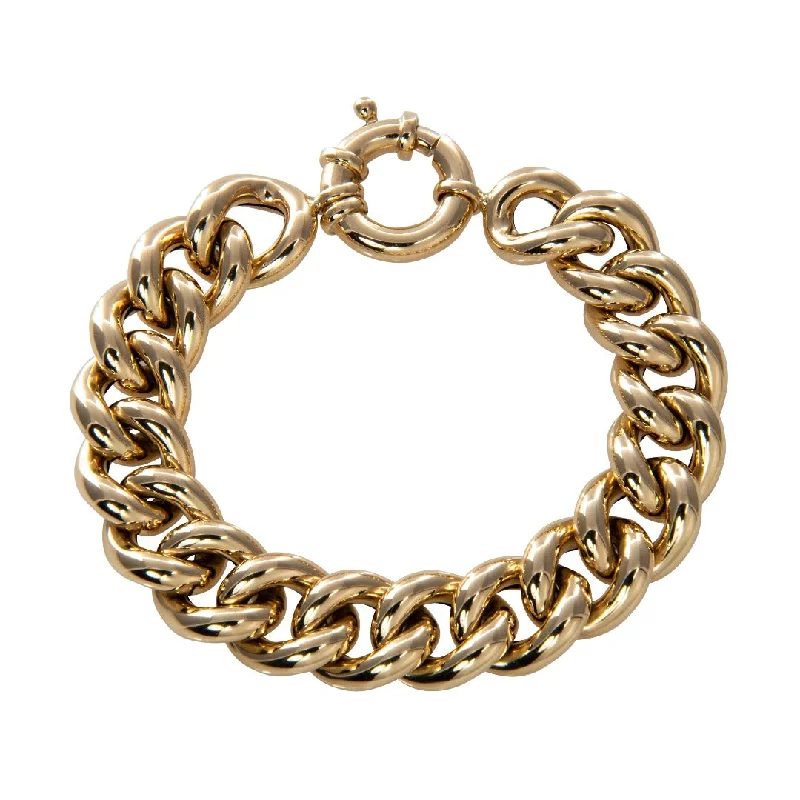 Sleek bracelets and bangles perfect for modern wrist style -14K Yellow Gold Italian Curb Link Bracelet