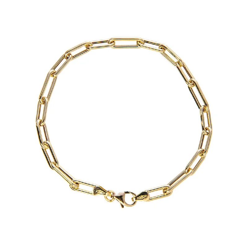 Bracelets and bangles featuring pearls for timeless grace -14K Yellow Gold Italian Elongated Rectangle Link Bracelet