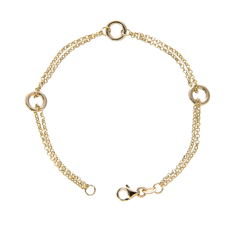 Bracelets and bangles made with green recycled metals -14K Yellow Gold Italian 3-Ring Chain Bracelet