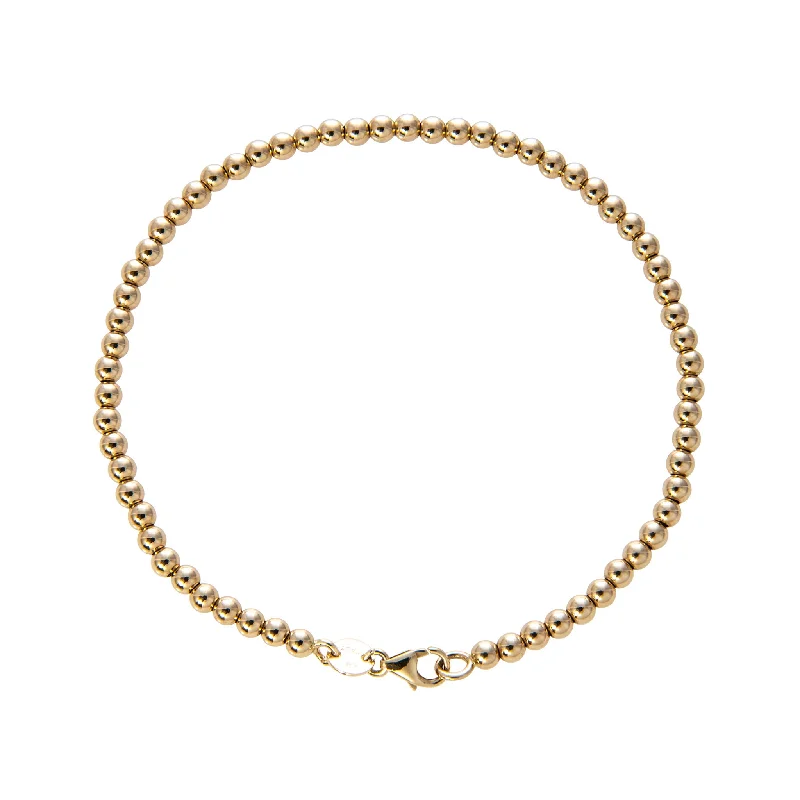 Glam bracelets and bangles featuring sparkling gemstone rows -14K Yellow Gold Italian 3mm Ball Bead Chain Bracelet