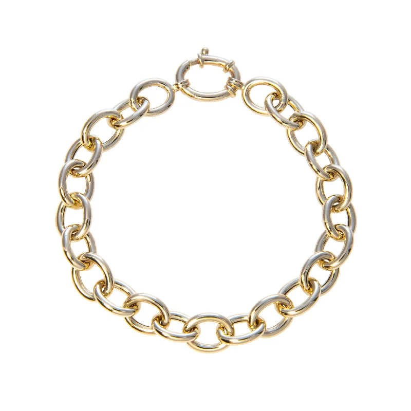 Old-style bracelets and bangles with antique stone settings -14K Yellow Gold Italian Small Oval Link Bracelet