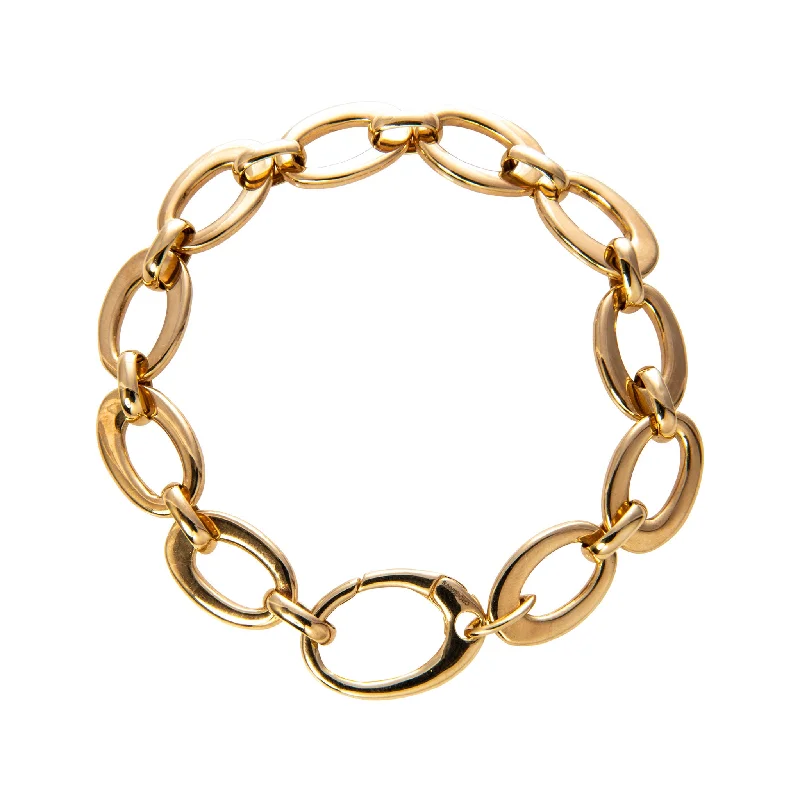 Bracelets and bangles crafted with sustainable stone picks -14K Yellow Gold Italian Tapered Oval Link Bracelet