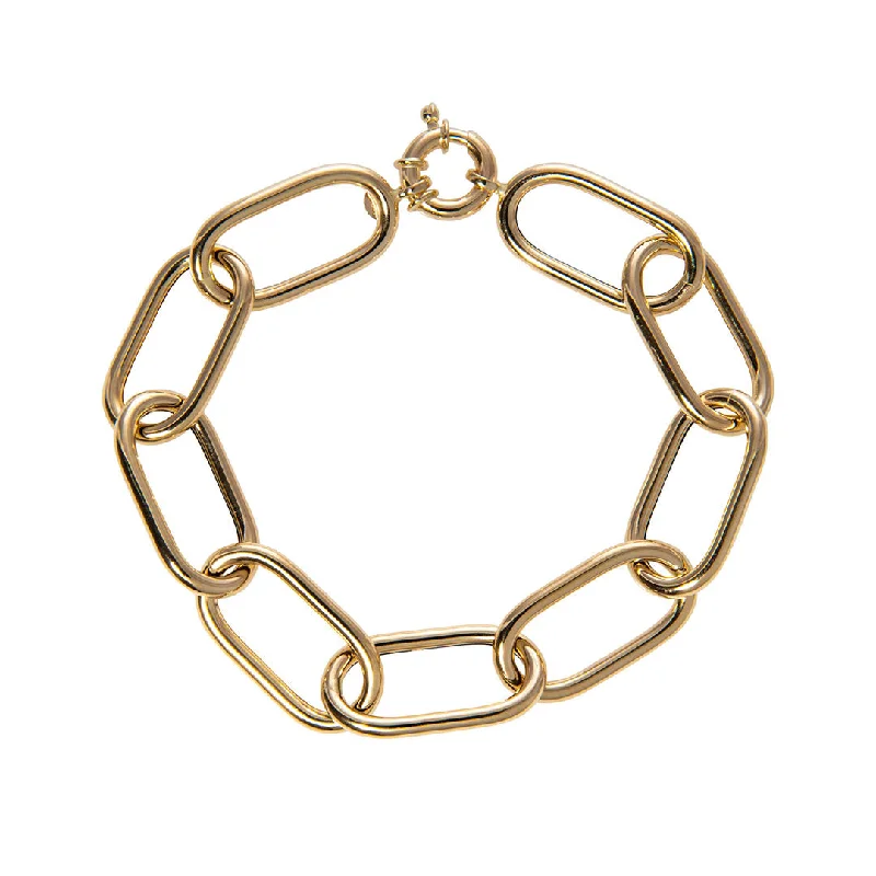 Budget bracelets and bangles under fifteen dollars -14K Yellow Gold Italian Oblong Oval Link Bracelet