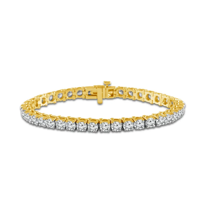 Bracelets and bangles featuring vivid stones for boldness -14K Yellow Gold 4ctw Natural Diamond Tennis Bracelet