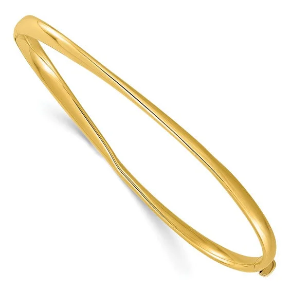 Knotted bracelets and bangles with twisted stone flair -14k Yellow Gold Polished Twisted Hinged Bangle Bracelet