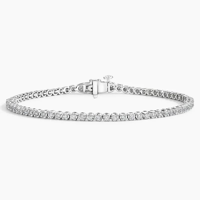 Wild bracelets and bangles with raw stone beauty -14K White Gold Mini Diamond Tennis Bracelet