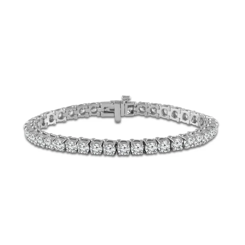 Retro bracelets and bangles with vintage stone charm -14K White Gold 4ctw Natural Diamond Tennis Bracelet