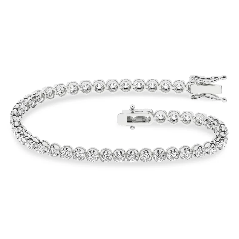 Bracelets and bangles featuring labradorite for mystic hues -14K White Gold 3ctw Lab Grown Diamond Tennis Bracelet