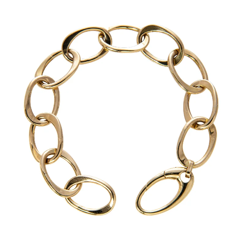 Budget bracelets and bangles under fifteen dollars -18K Yellow Gold Italian Large Oval Link Bracelet