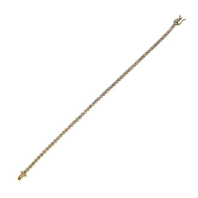 Bracelets and bangles featuring vivid stones for boldness -2ctw Diamond Round Basket 14K Yellow Gold Tennis Bracelet