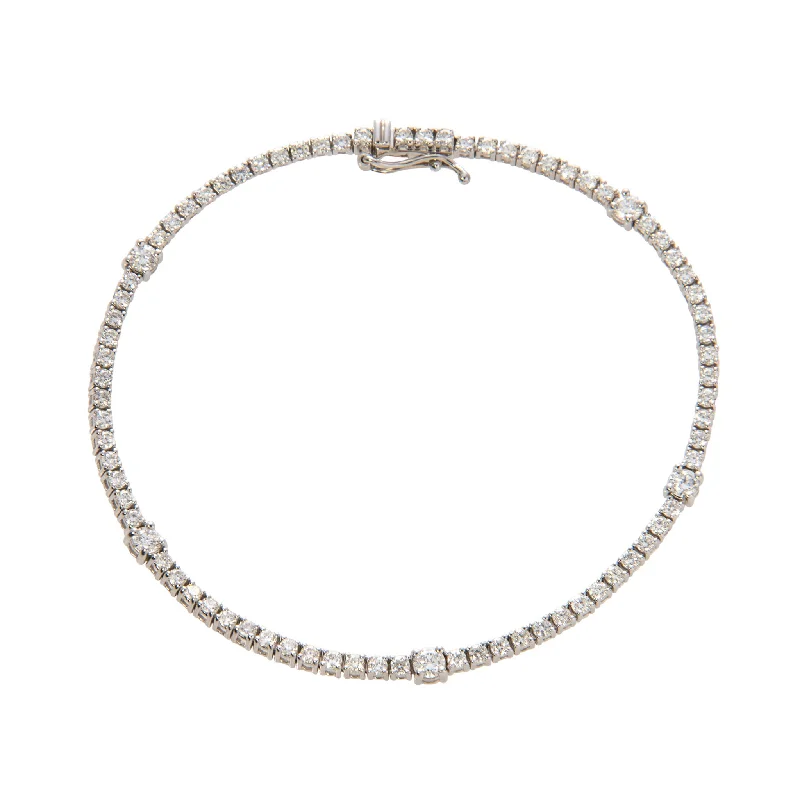 Old-style bracelets and bangles with antique stone settings -2ctw Diamond Station 14K White Gold Tennis Bracelet