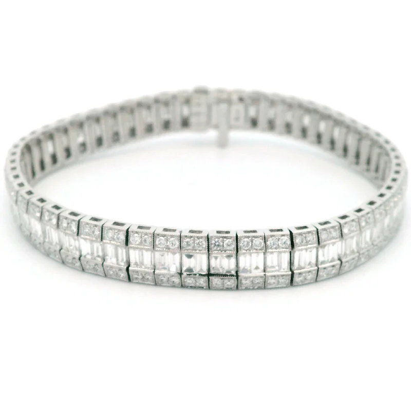 Bracelets and bangles with white gold for sleekness -3 Row Diamond Tennis Bracelet