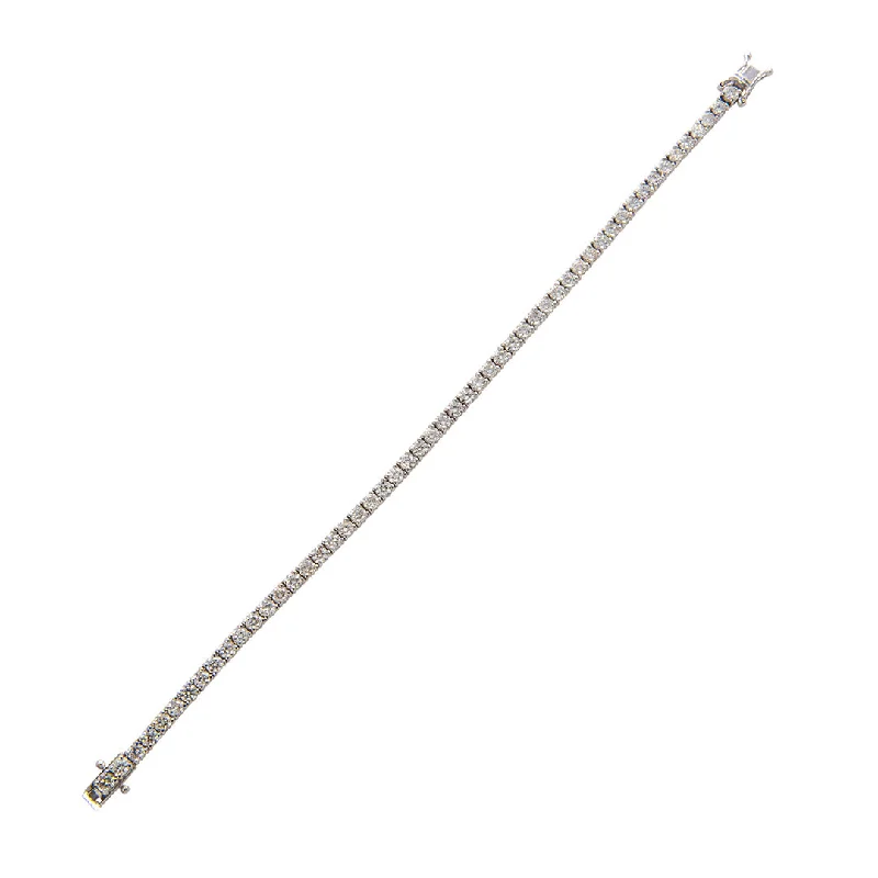 Mixable bracelets and bangles perfect for wrist stacking -5ctw Diamond 14K White Gold Tennis Bracelet