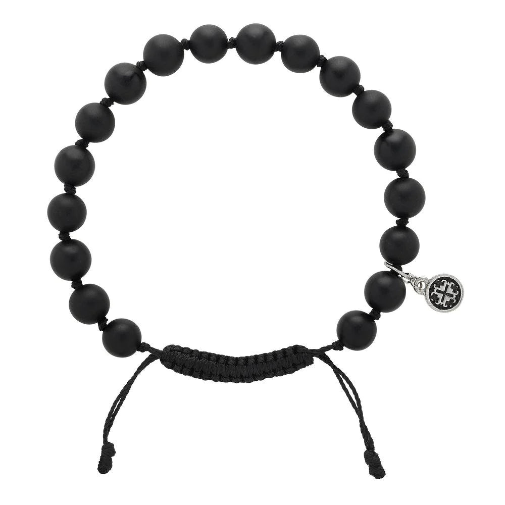 Energy bracelets and bangles with chakra stone balance -Black Agate Men's Bracelet by Mala + Mantra