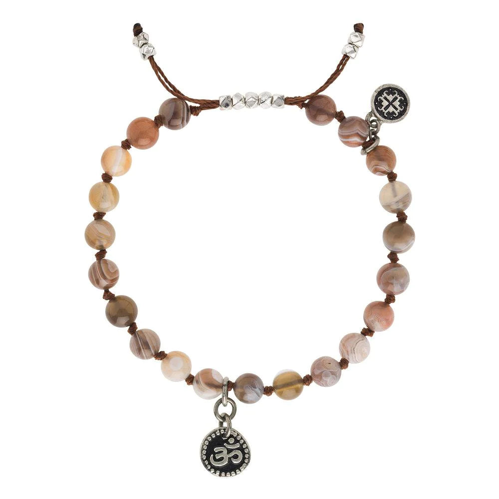 Wrapped bracelets and bangles with wire stone flair -Botswana Agate Adjustable Bracelet by Mala + Mantra