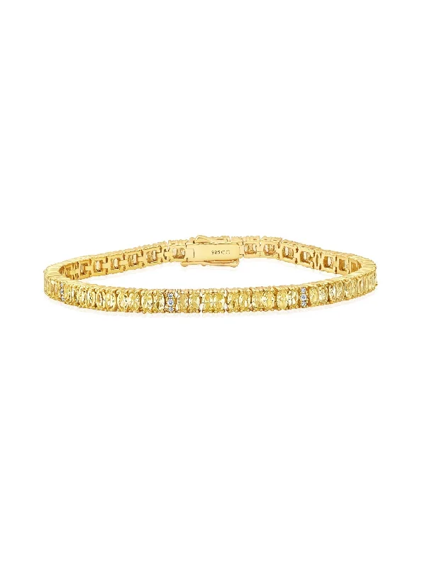 Carved bracelets and bangles for sculpted wrist art -Canary Hues Tennis Bracelet