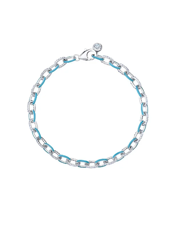 Bracelets and bangles featuring vivid stones for boldness -Teal Glaze Chain Link Bracelet