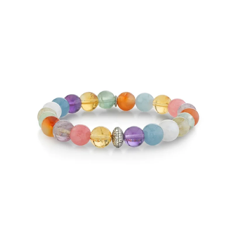 Bracelets and bangles crafted with sustainable stone picks -Chakra Stone Bracelet with Diamond Donut Bead - 8mm