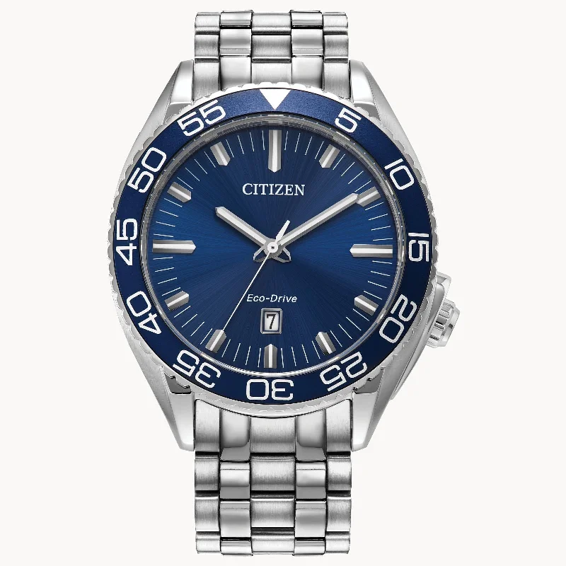 Bracelets and bangles with thin links for ease -Citizen Carson Blue Dial with Stainless Steel Bracelet