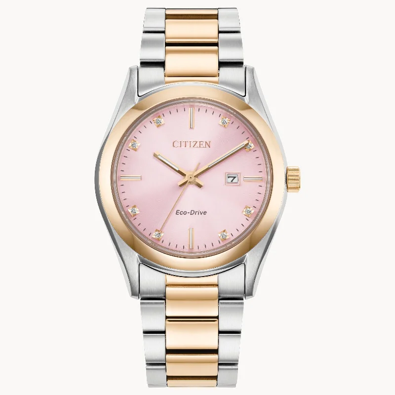 Sleek bracelets and bangles with floating stone settings -Citizen Sport Luxury Watch with Pink Dial and Stainless Steel Bracelet