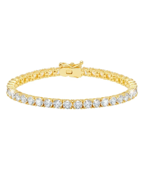 Heart bracelets and bangles for sweet wrist gestures -Classic Large Brilliant Tennis Bracelet in Gold