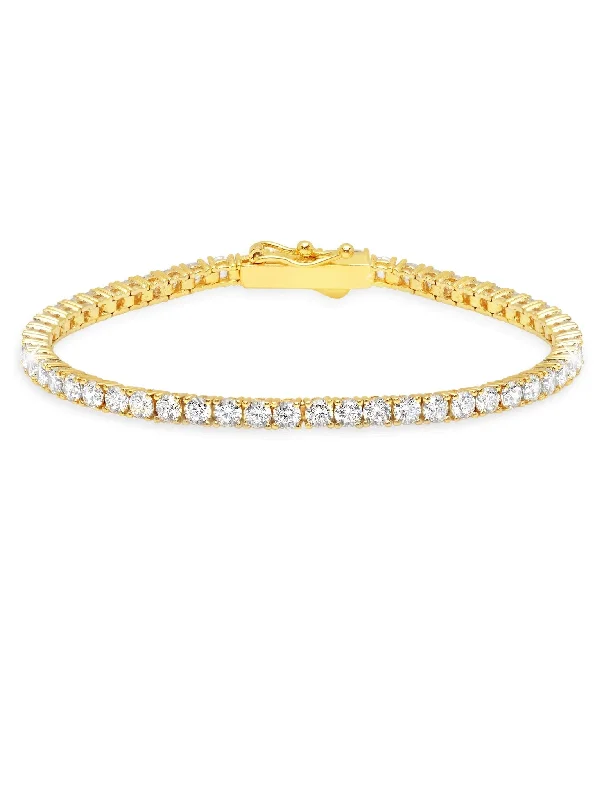 Quirky bracelets and bangles with offbeat stone style -Classic Medium Brilliant Tennis Bracelet Finished in 18kt Yellow Gold