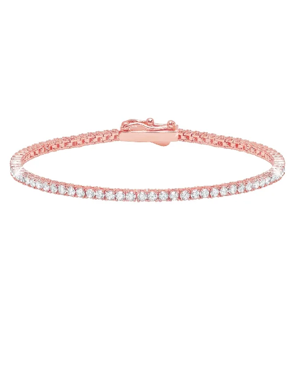 Chunky bracelets and bangles for big wrist impact -Classic Small Brilliant Tennis Bracelet Finished in 18kt Rose Gold