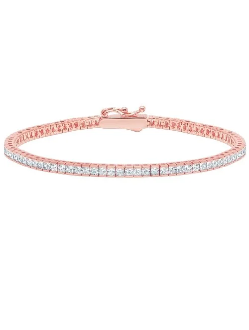 Satin bracelets and bangles for modern wrist chic -Classic Small Princess Tennis Bracelet Finished in 18kt Rose Gold