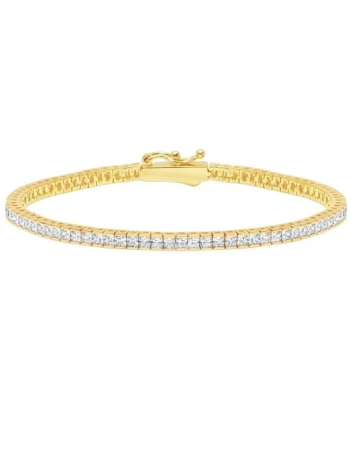 Bracelets and bangles featuring sunstone for warm shine -Classic Small Princess Tennis Bracelet Finished in 18kt Yellow Gold