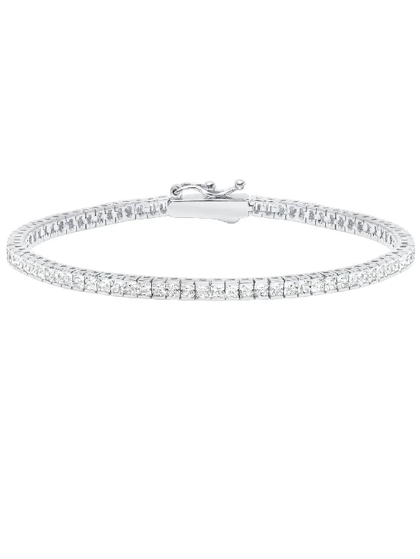 Bracelets and bangles with white gold for sleekness -Classic Small Princess Tennis Bracelet Finished in Pure Platinum