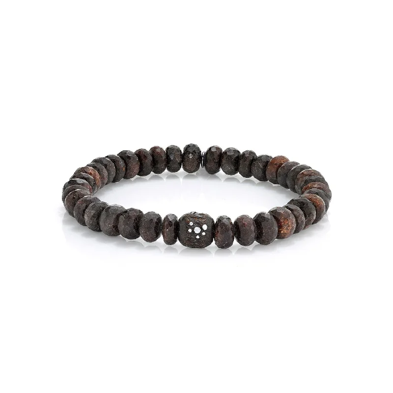 Bracelets and bangles featuring sunstone for warm shine -Mr. LOWE Men's Coffee Quartz Bracelet with Yemen Bead - 8mm