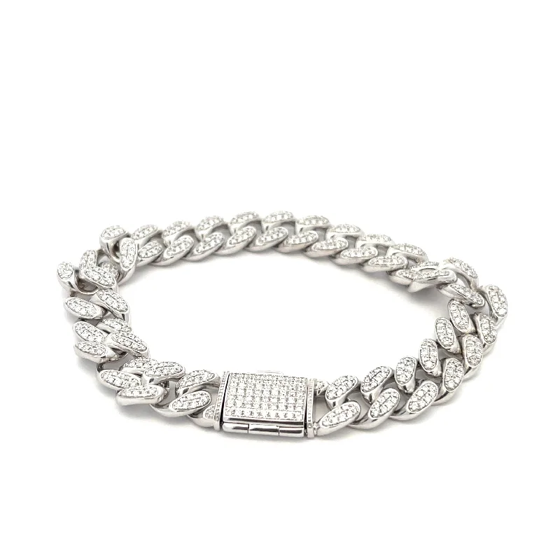 Edgy bracelets and bangles with angular stone designs -Curb Link Diamond Bracelet