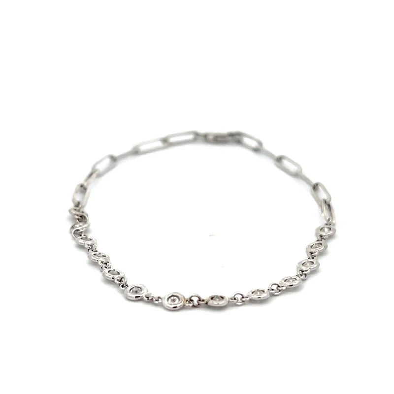 Bracelets and bangles with opal for shifting shine -Diamond Bezel Set Bracelet