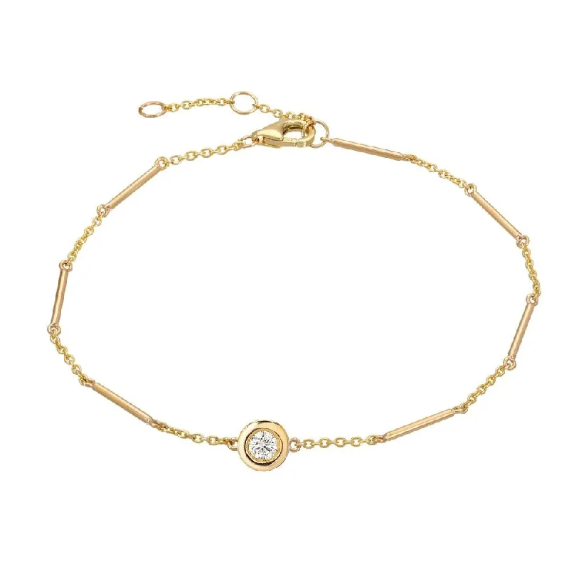 Bracelets and bangles perfect for winter with gems -Diamond Bezel Station 14K Yellow Gold Bar Chain Bracelet