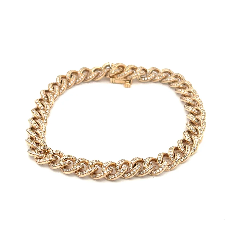 Wild bracelets and bangles with raw stone beauty -Diamond Cuban Link Chain Bracelet