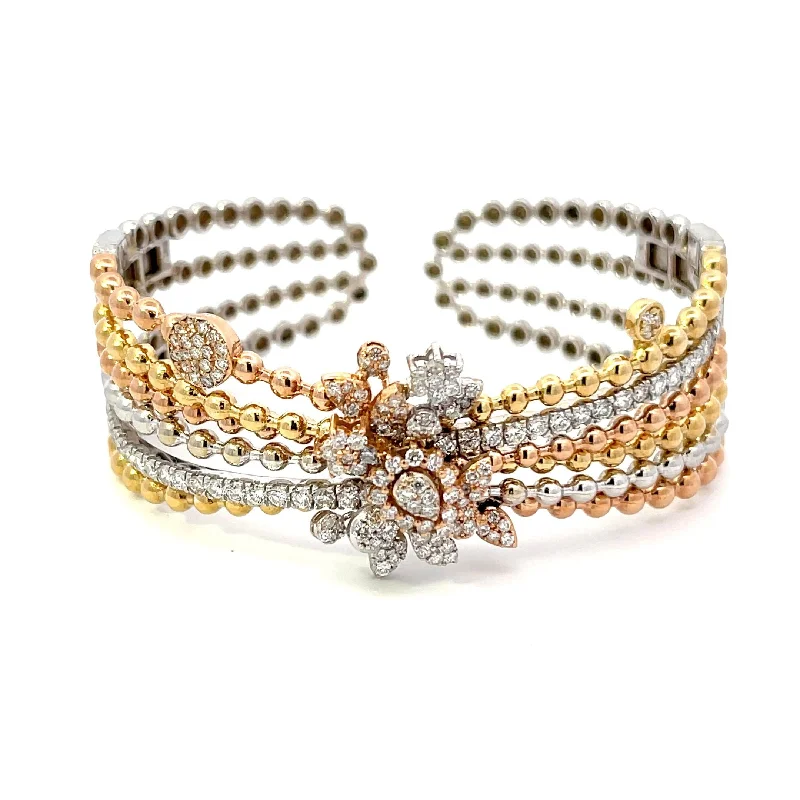 Rich bracelets and bangles with vermeil gold shine -Diamond Cuff Bracelet