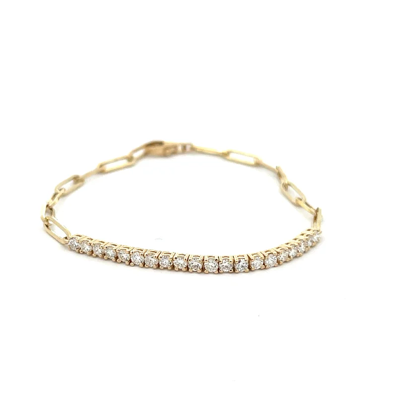 Drop bracelets and bangles with long stone charms -Diamond Paperclip Bracelet