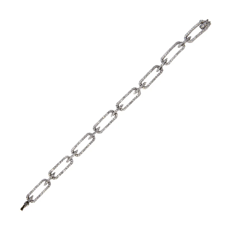 Bracelets and bangles made with lab-grown stones -4.17ctw Diamond Pavé Chain Link 14K White Gold Bracelet