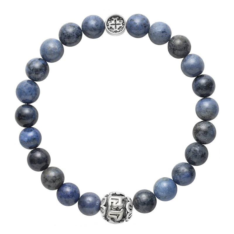 Rough bracelets and bangles with gritty stone charm -Dumortierite Men's Bracelet by Mala + Mantra