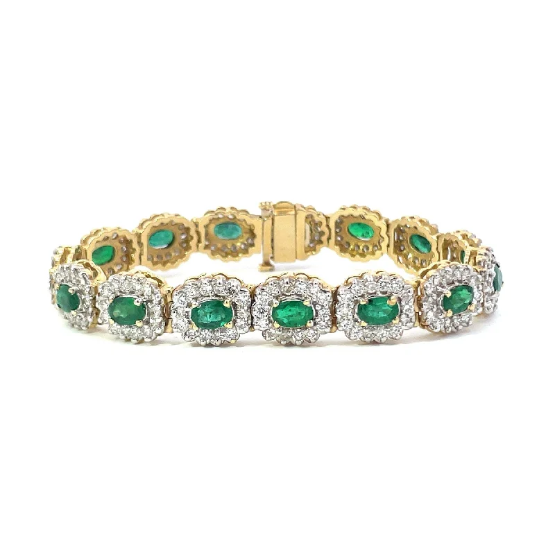 Bracelets and bangles inspired by forest stone hues -EMERALD AND DIAMOND BRACELET