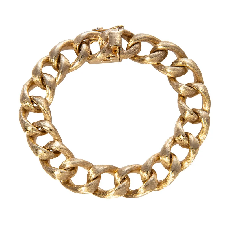 Bracelets and bangles perfect for thoughtful gift ideas -Estate 14K Yellow Gold Brushed Curb Link Bracelet