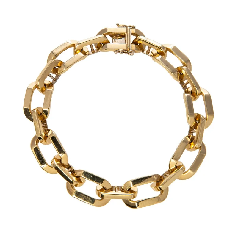 Bracelets and bangles perfect for daily light wear -Estate 18K Yellow Gold Large Oval Link Bracelet