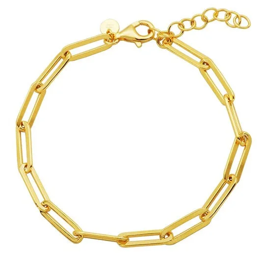 Knotted bracelets and bangles with twisted stone flair -Gold Plated Silver Paperclip Chain Bracelet