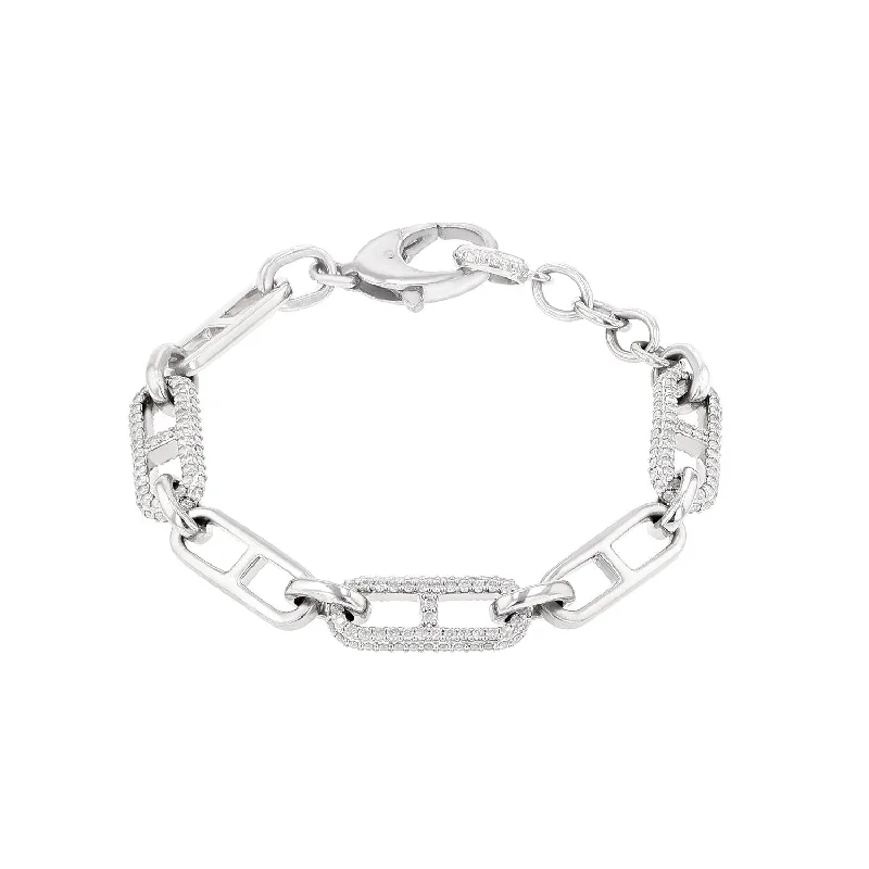 Slim bracelets and bangles for stackable wrist looks -H Link Pave & Sterling Silver Chain Bracelet