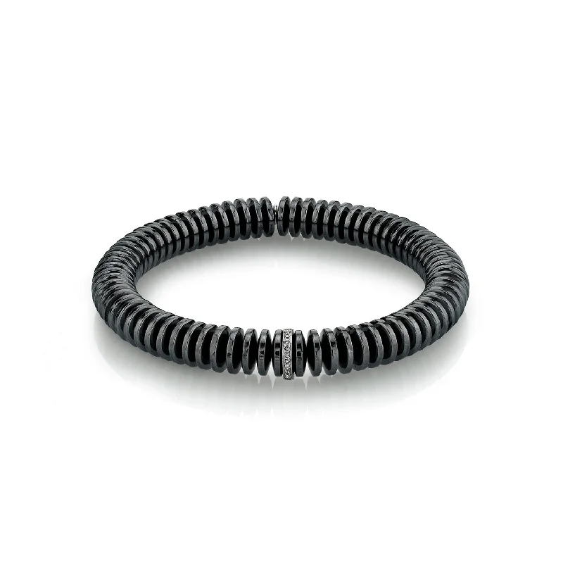 Bracelets and bangles perfect for love with gems -Mr. LOWE Men's Hematite Bracelet with Diamond Rondelle - 10mm