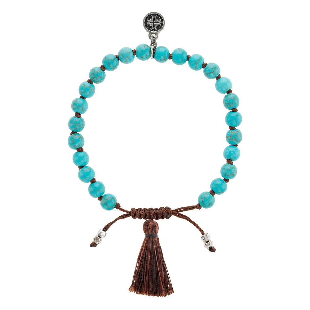 Bracelets and bangles perfect for trips with toughness -Howlite Turquoise Adjustable Bracelet by Mala + Mantra