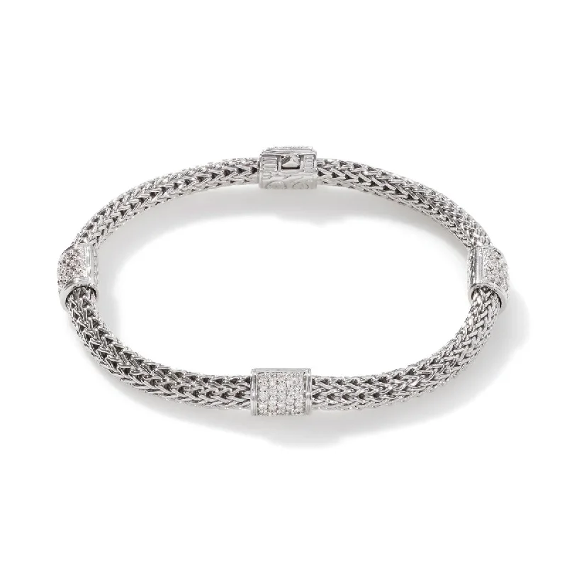 Bracelets and bangles with retro stone settings -John Hardy Icon Bracelet with Diamonds