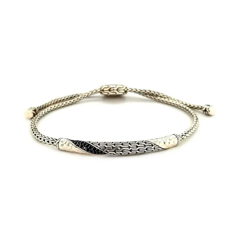 Wild bracelets and bangles with raw stone beauty -John Hardy Twisted Pave Pull Through Bracelet